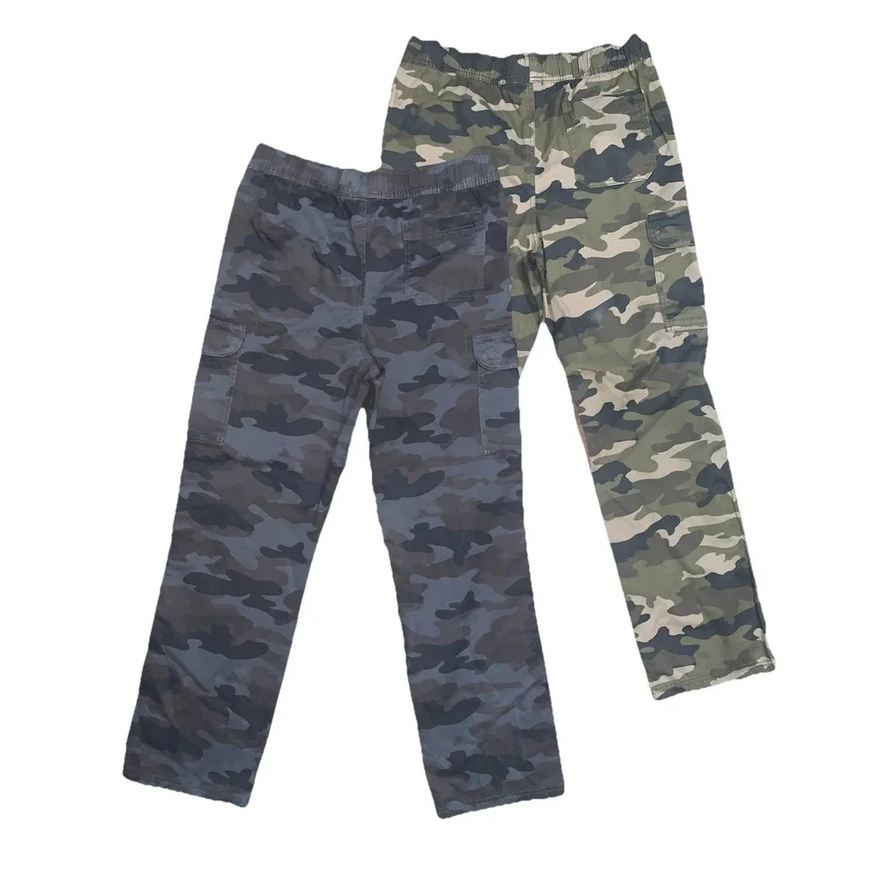 2‎ Children Place Boys Pull On Pants 18 Husky Green Black Camo Adjustable Waist